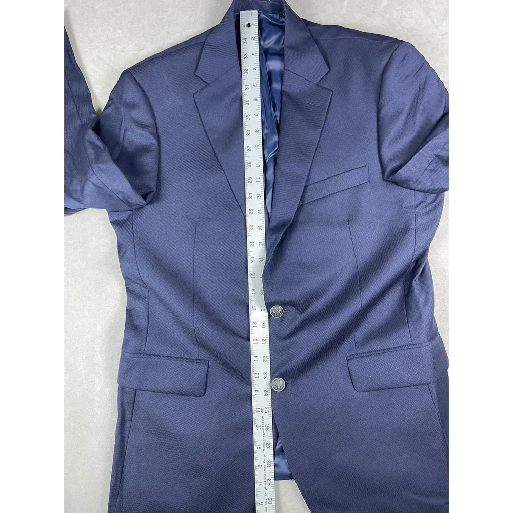 Hart Schaffner Marx HSM 1887 Navy Blue Textured Blazer Silver‎ Crest Buttons 42R